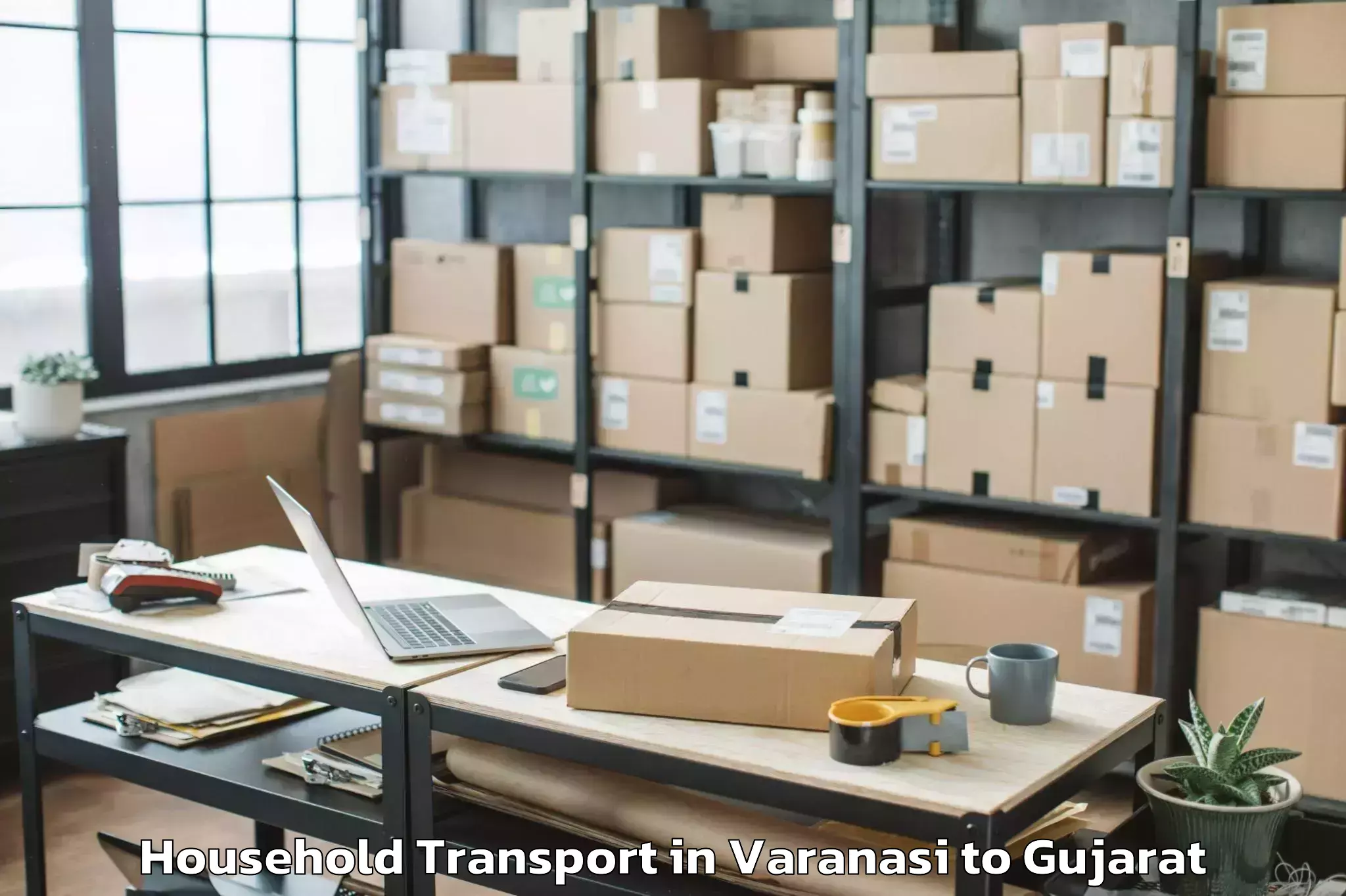 Book Varanasi to Khambhaliya Household Transport Online